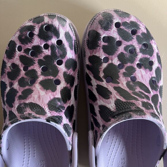 Kids Crocs Classic Animal Cutie Girls Purple Leopard Platform Clog Size J5 - Picture 15 of 16